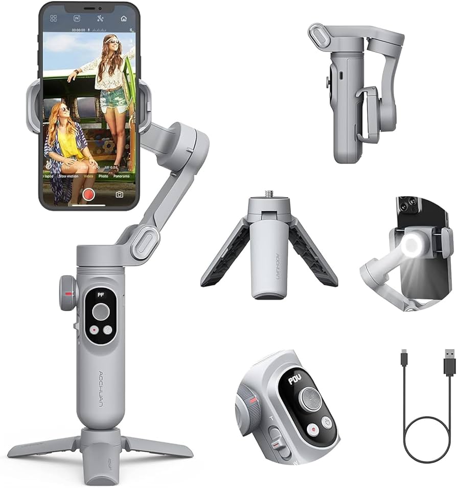 Handheld Gimbal Stabilizer 3-Axis Smart X Pro Professional for Smartphone Wireless Charging OLED Display LED Light Focus Wheel